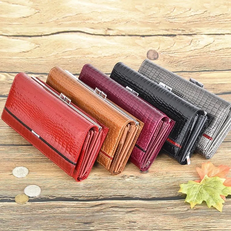 GatorLuxe Exotic Leather Zipper Clutch Wallet