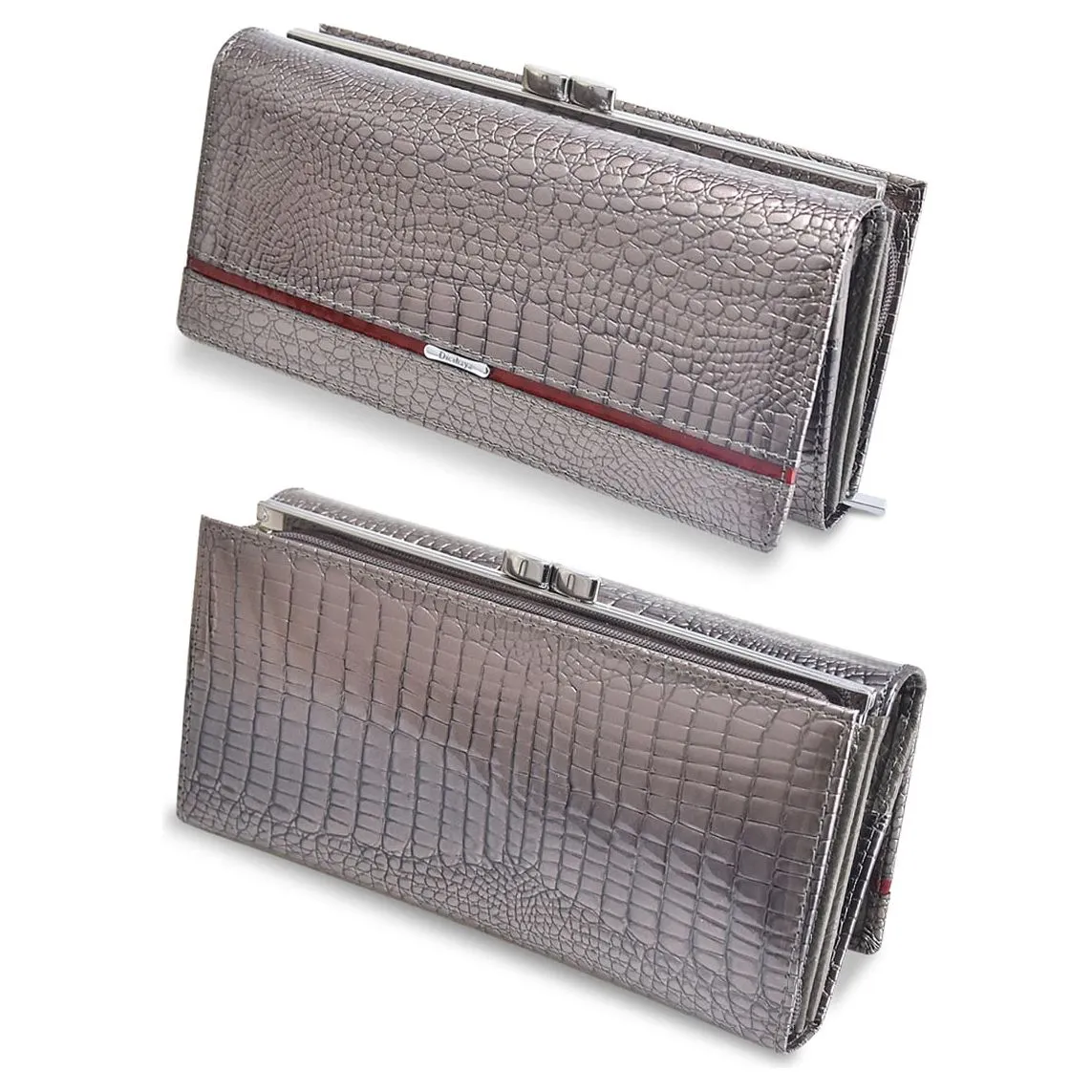 GatorLuxe Exotic Leather Zipper Clutch Wallet