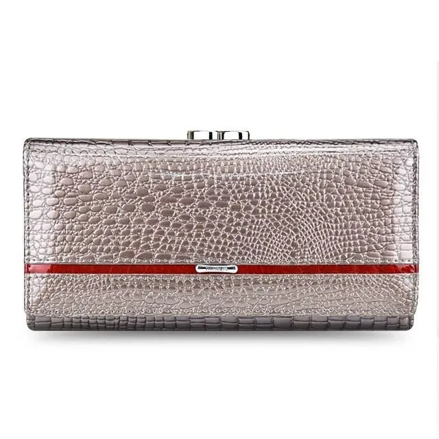 GatorLuxe Exotic Leather Zipper Clutch Wallet