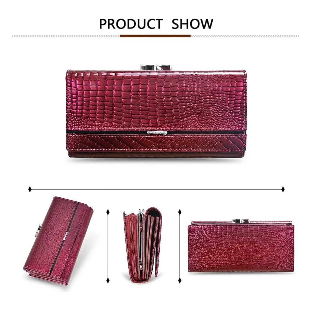 GatorLuxe Exotic Leather Zipper Clutch Wallet