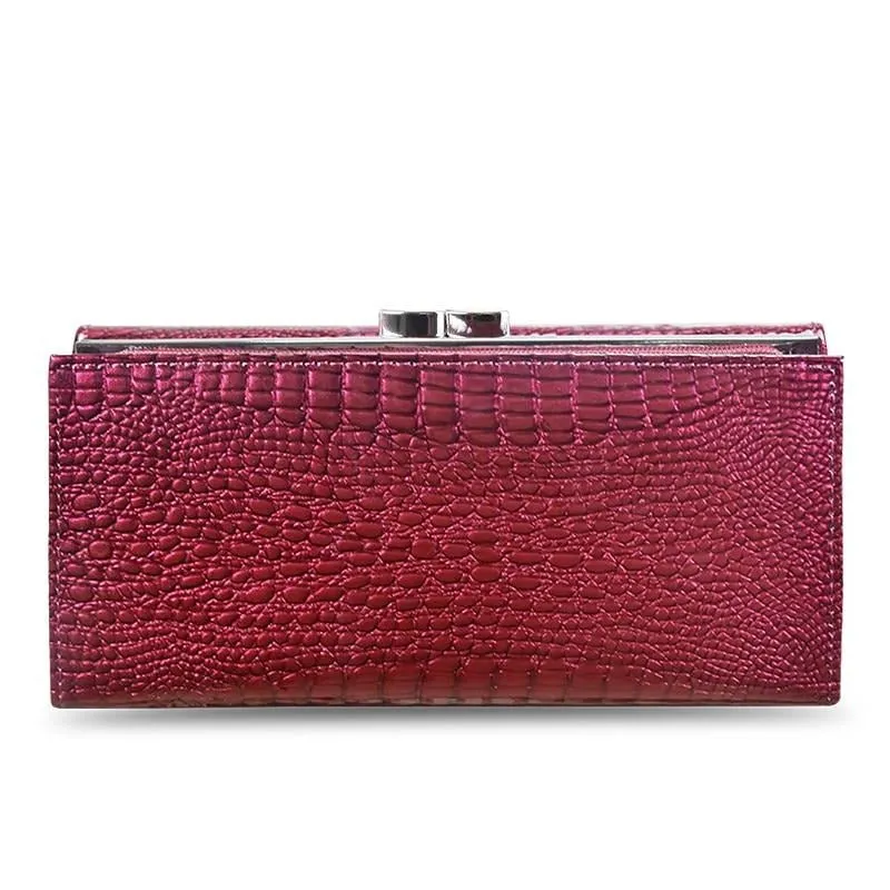 GatorLuxe Exotic Leather Zipper Clutch Wallet