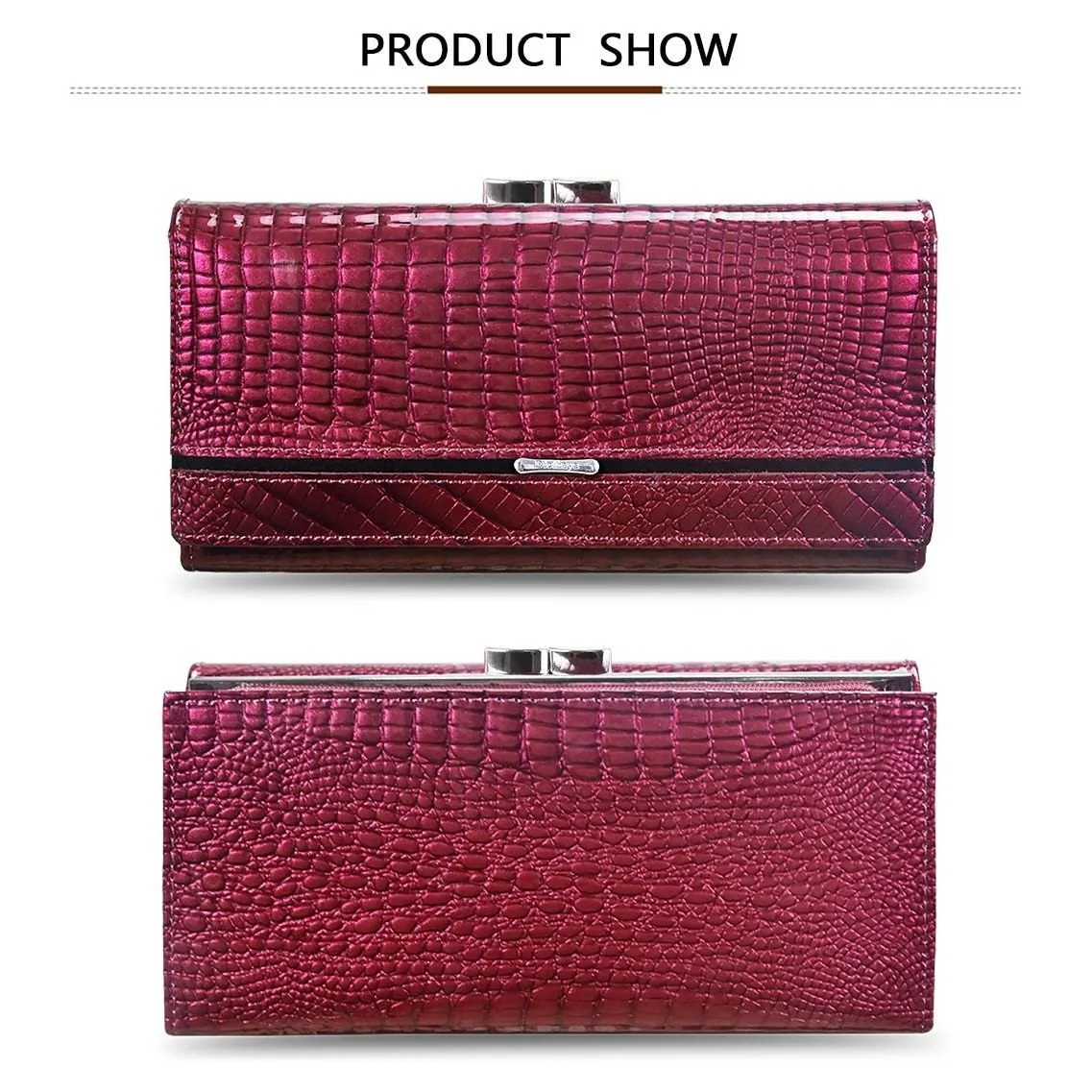 GatorLuxe Exotic Leather Zipper Clutch Wallet