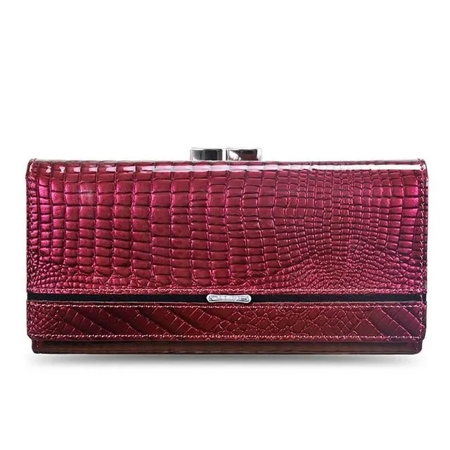 GatorLuxe Exotic Leather Zipper Clutch Wallet