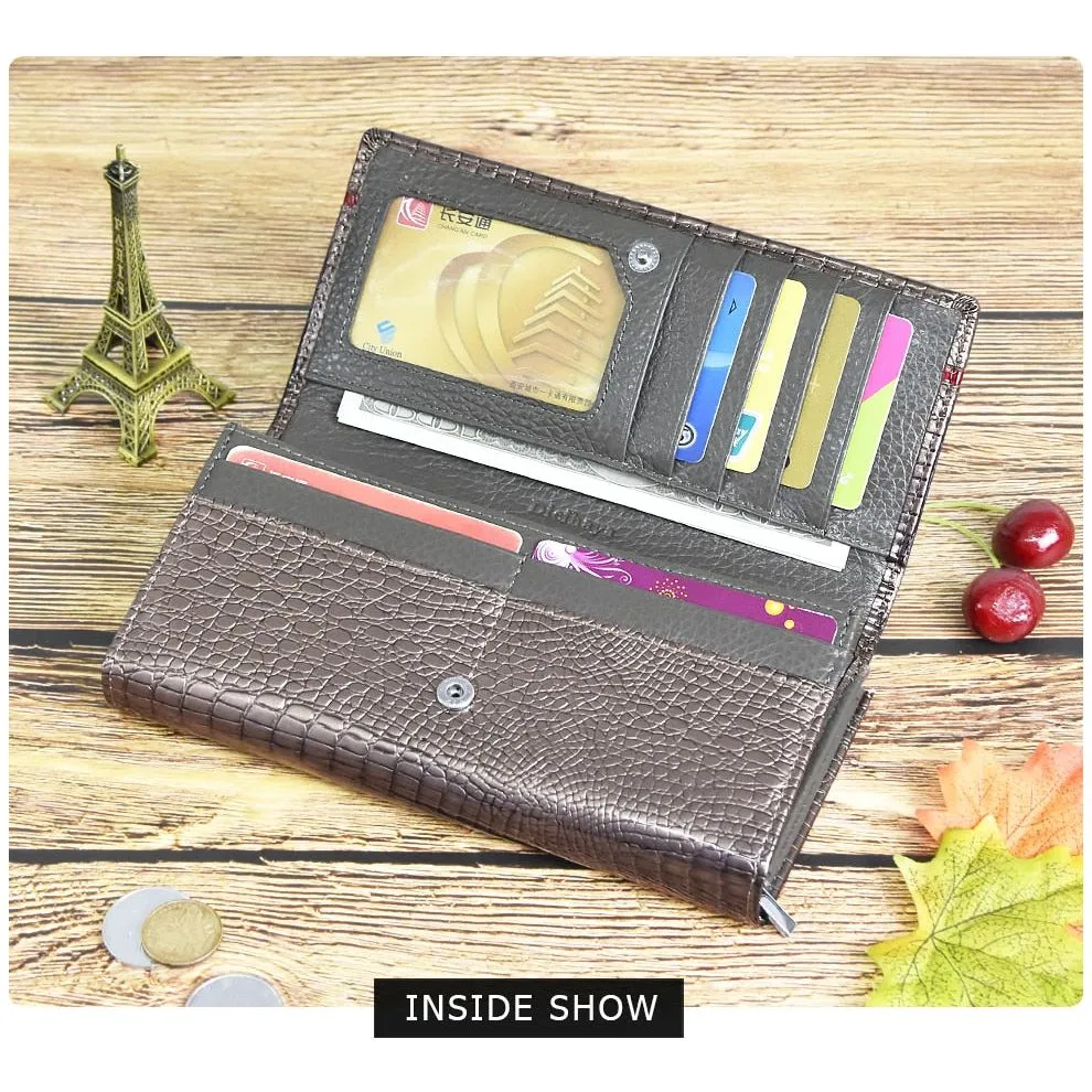 GatorLuxe Exotic Leather Zipper Clutch Wallet