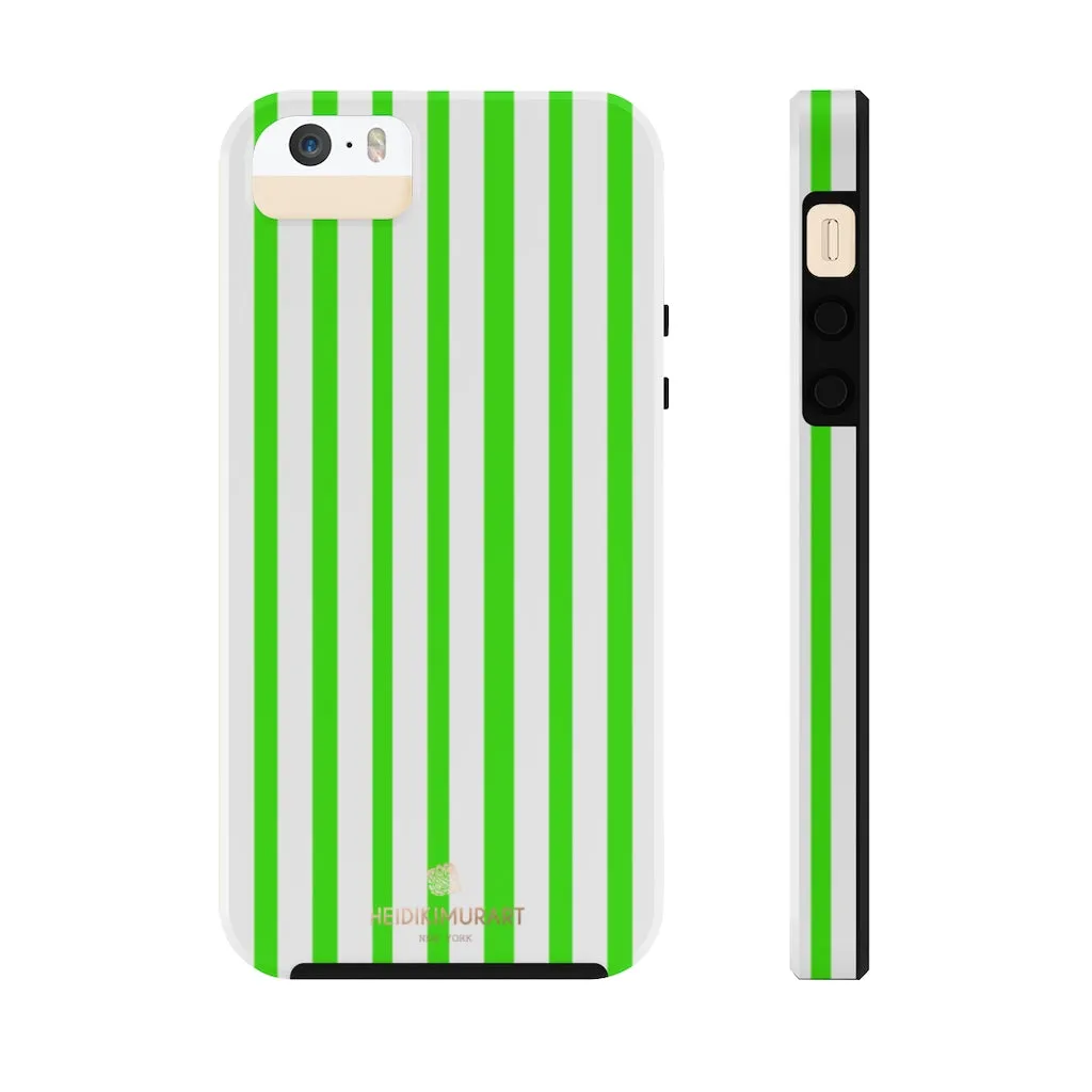 Green White Striped iPhone Case, Modern Case Mate Tough Samsung Galaxy Phone Cases