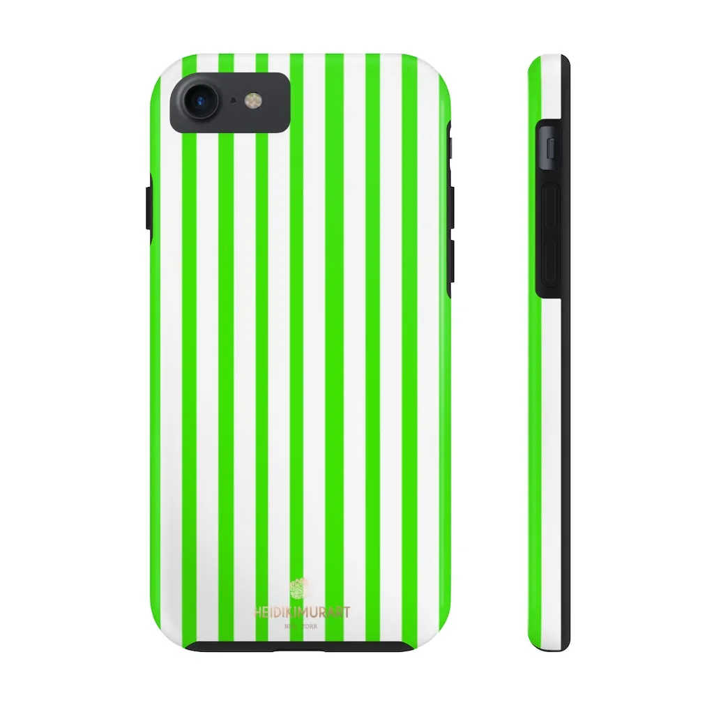 Green White Striped iPhone Case, Modern Case Mate Tough Samsung Galaxy Phone Cases