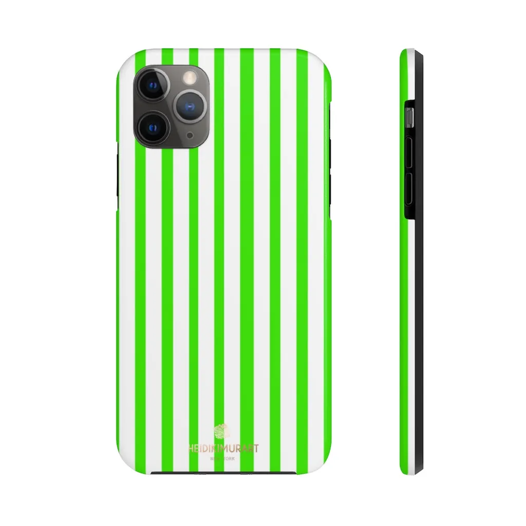 Green White Striped iPhone Case, Modern Case Mate Tough Samsung Galaxy Phone Cases