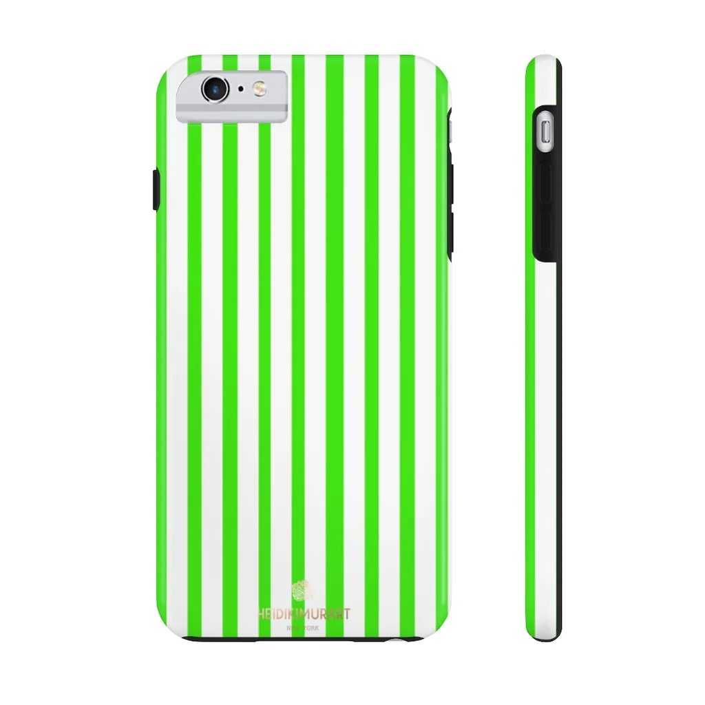 Green White Striped iPhone Case, Modern Case Mate Tough Samsung Galaxy Phone Cases