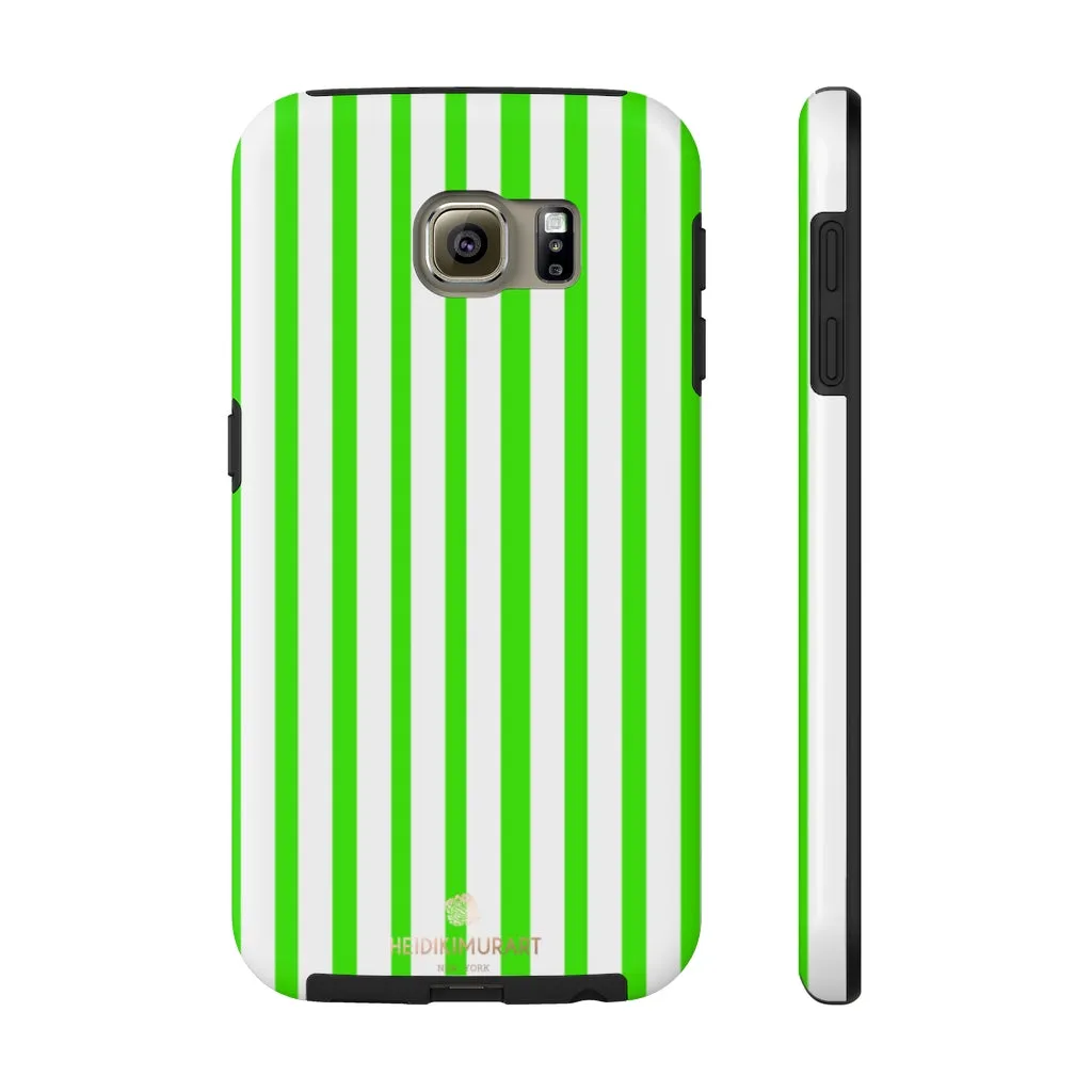 Green White Striped iPhone Case, Modern Case Mate Tough Samsung Galaxy Phone Cases