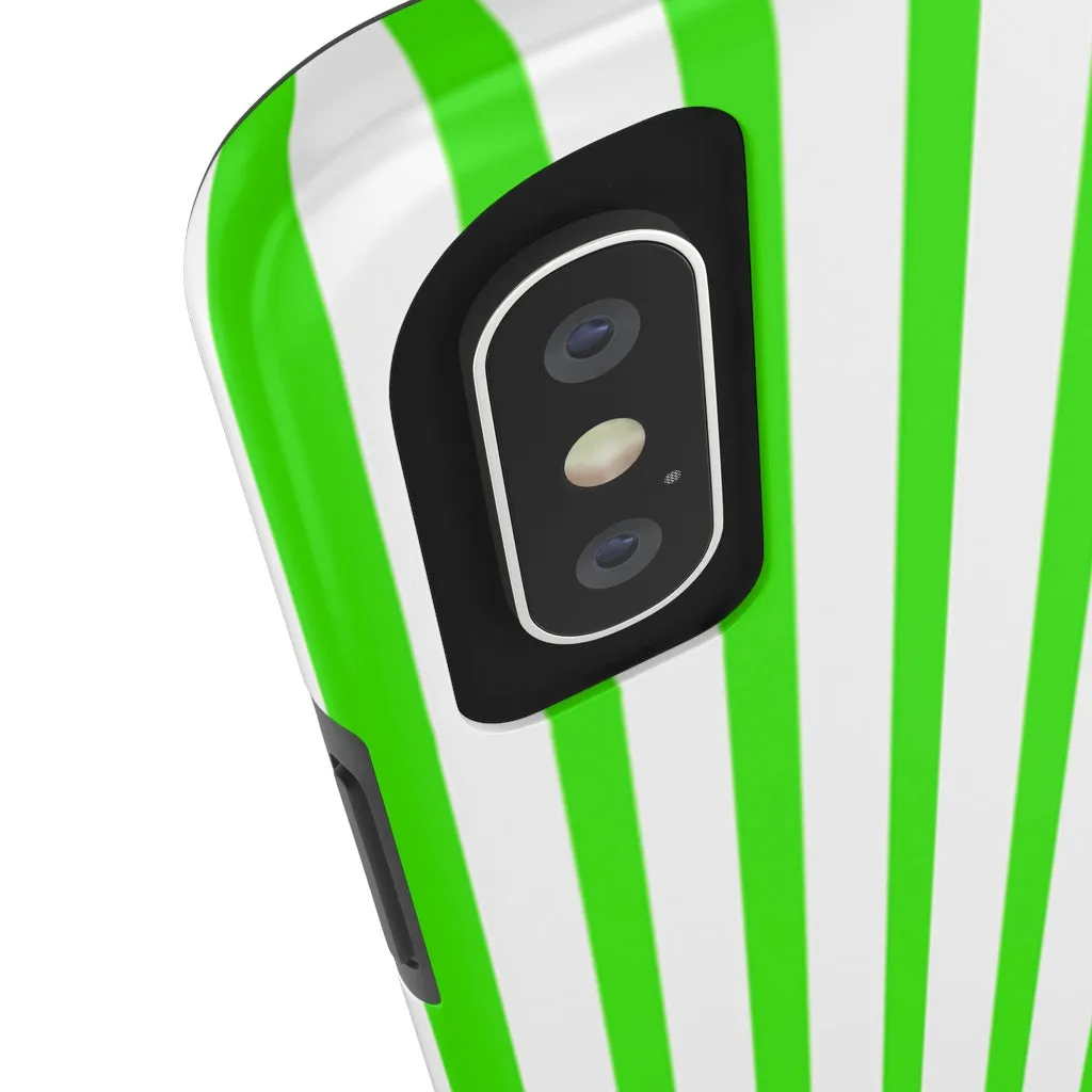 Green White Striped iPhone Case, Modern Case Mate Tough Samsung Galaxy Phone Cases