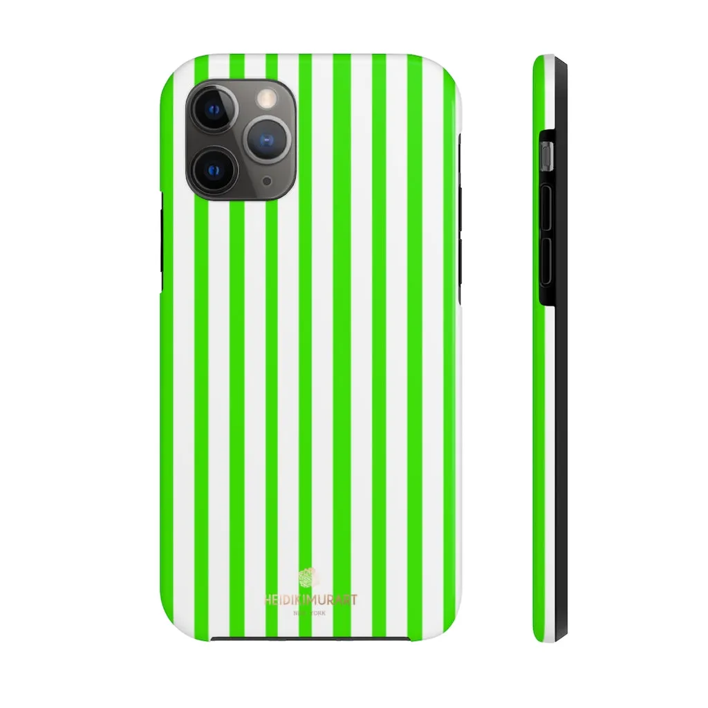 Green White Striped iPhone Case, Modern Case Mate Tough Samsung Galaxy Phone Cases