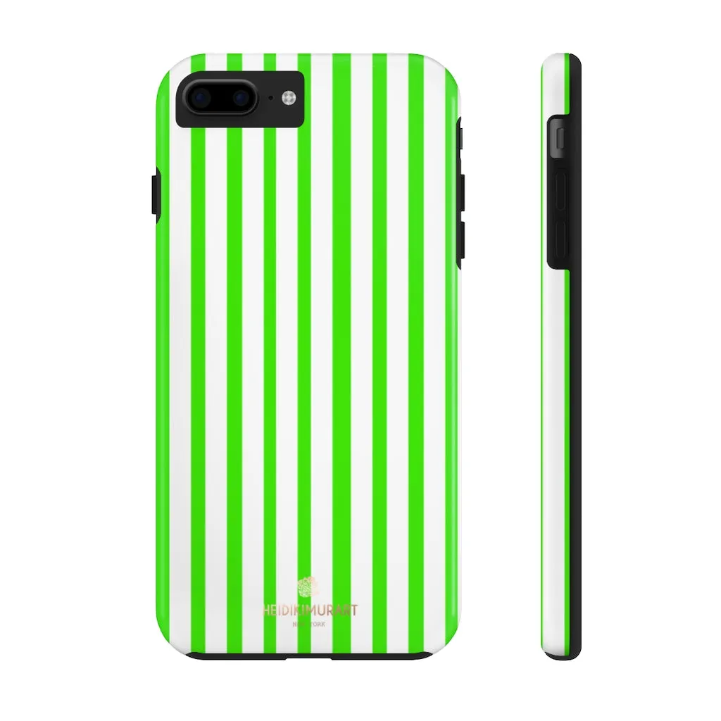 Green White Striped iPhone Case, Modern Case Mate Tough Samsung Galaxy Phone Cases