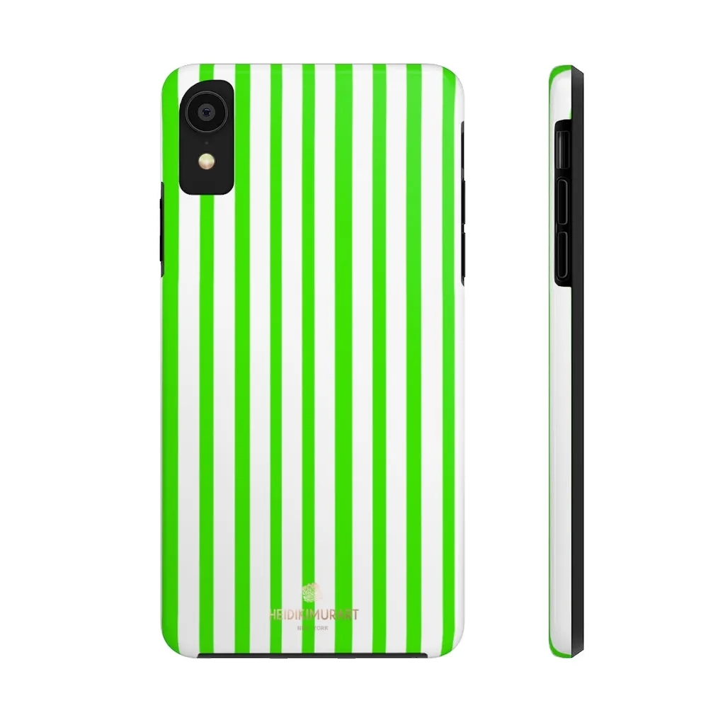 Green White Striped iPhone Case, Modern Case Mate Tough Samsung Galaxy Phone Cases