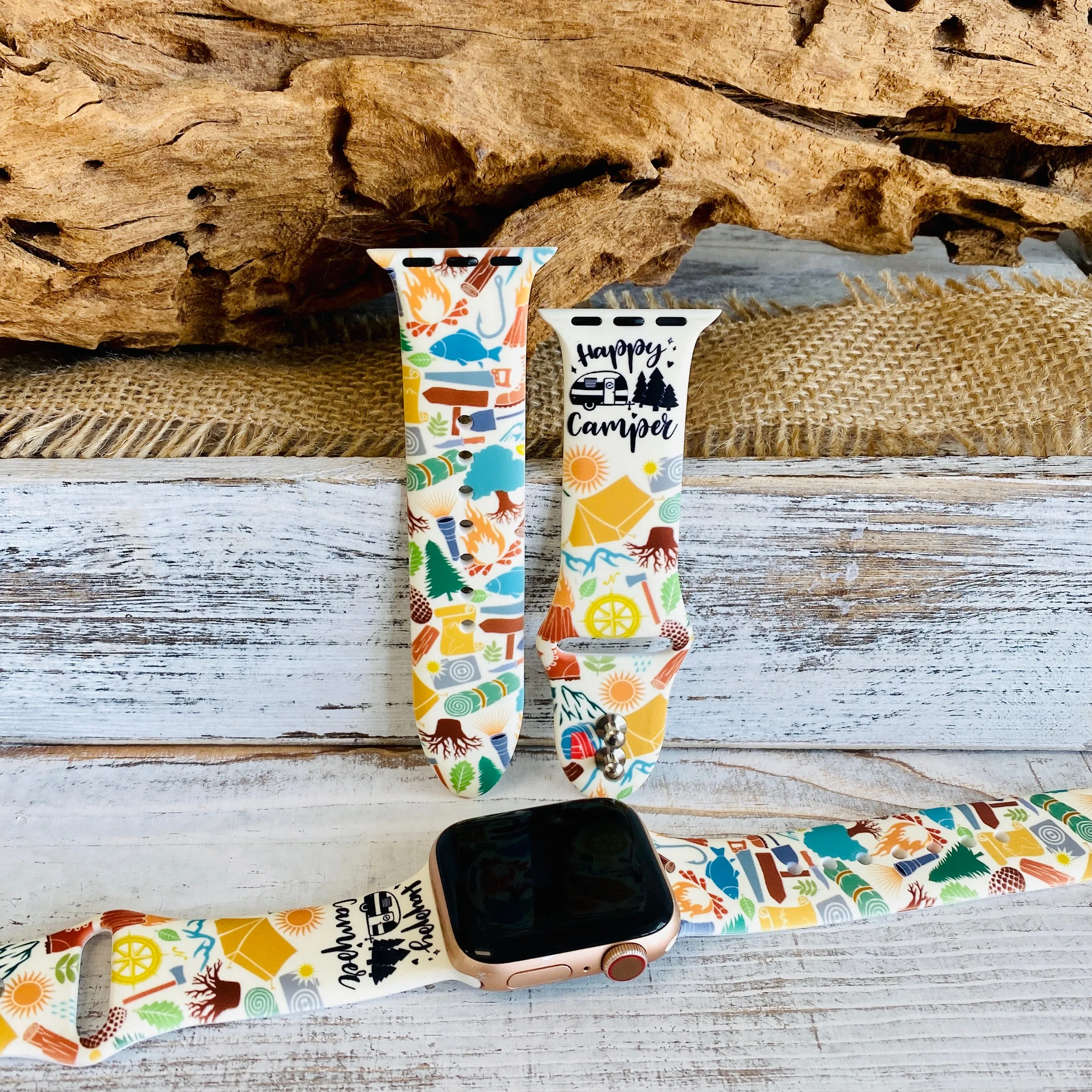 Happy Camper Print Silicone Band For Apple Watch