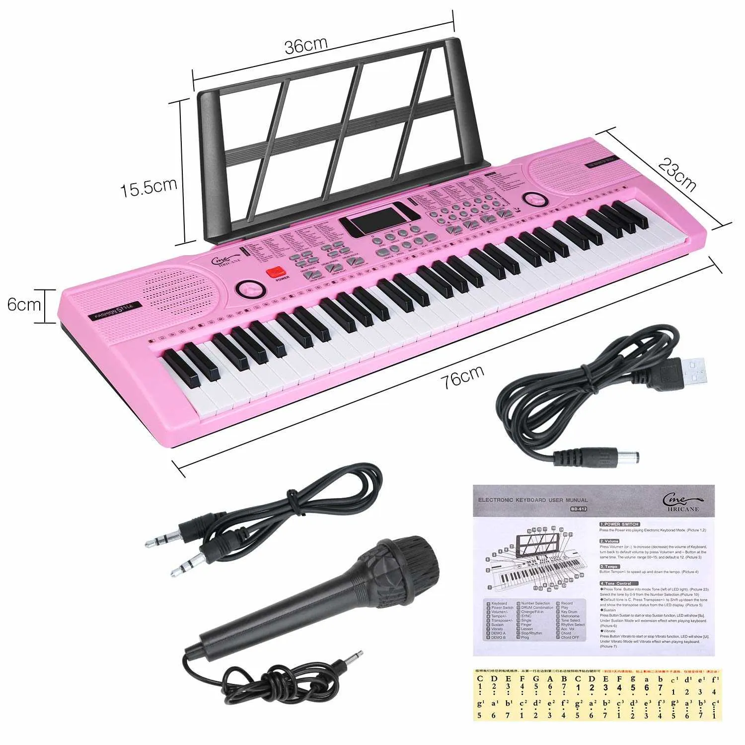 Hricane Kids Piano Keyboard, 61 Keys Beginner Electronic Keyboard