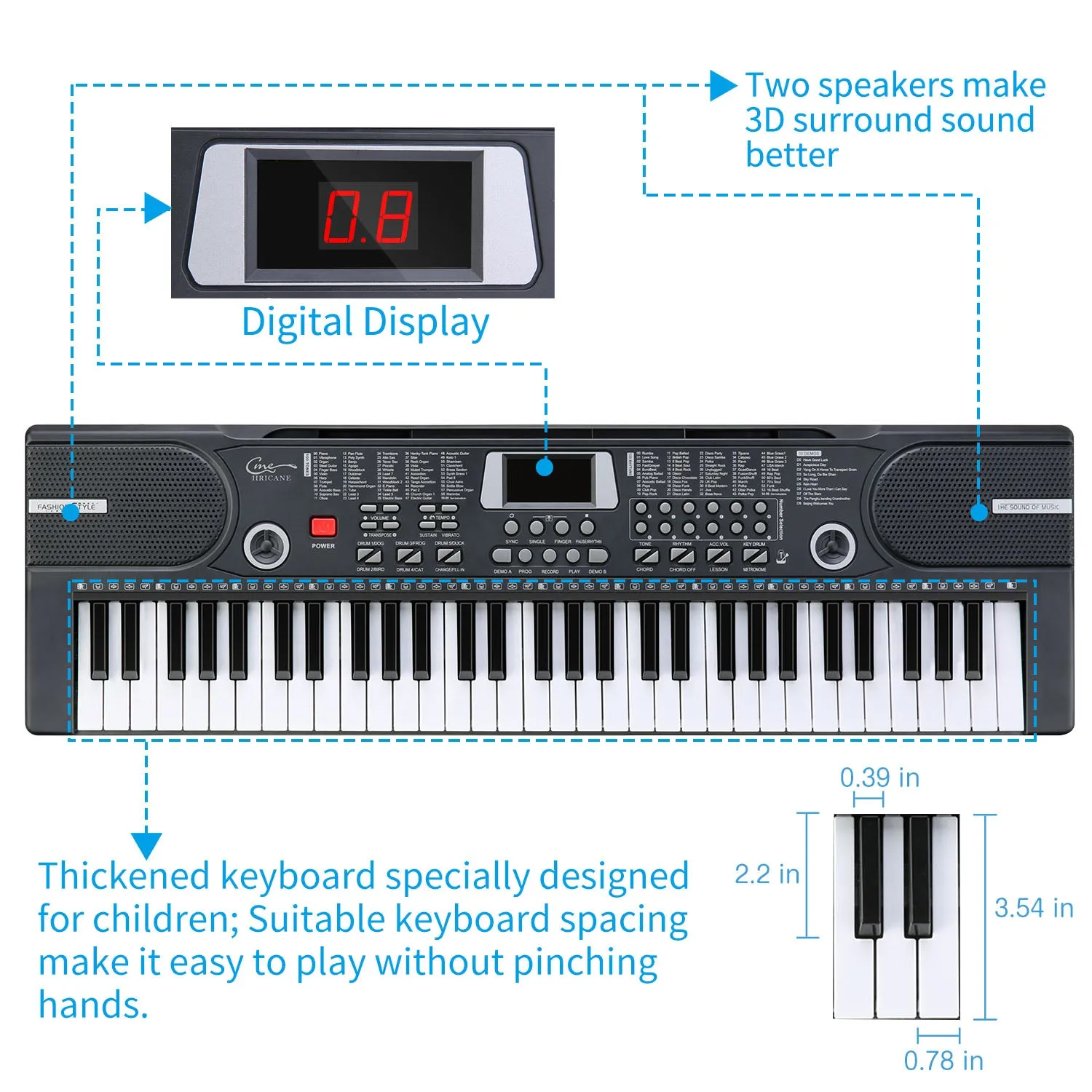 Hricane Kids Piano Keyboard, 61 Keys Beginner Electronic Keyboard