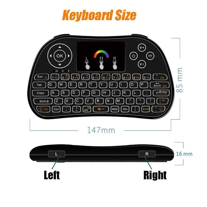 I86 Backlit  Wireless Mini Keyboard Remote Control Colorful Backlight Air Mouse for Android TV Box IPTV Xbox PS3 Gamepad pk I8