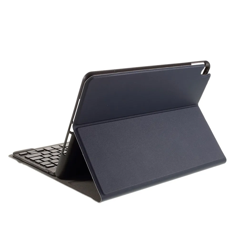 iPad 10.2" (2021/2020/2019) Leather case with Bluetooth keyboard (QWERTY) backlight   Apple Pencil holder - Dark blue