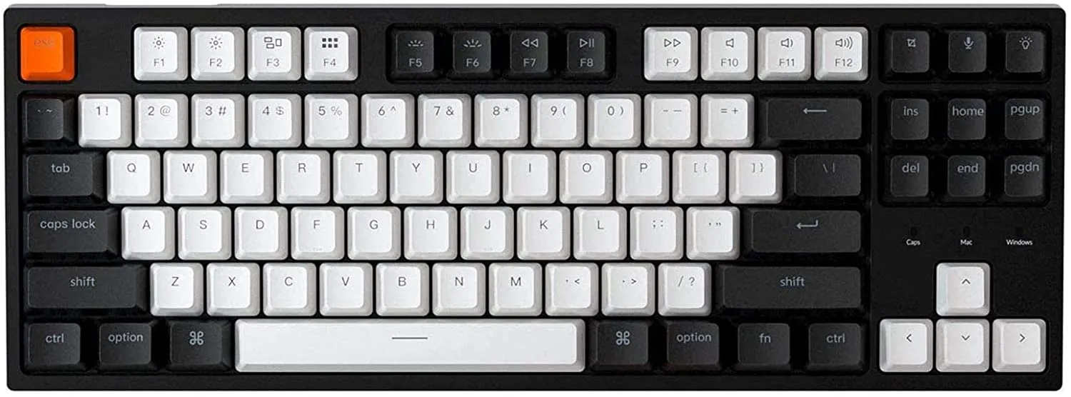 Keychron C1 Mac Layout Wired Mechanical Keyboard, Gateron Brown Switch, Tenkeyless 87 Keys ABS keycaps Computer Keyboard for Windows PC Laptop, White Backlight, Type-C Cable (C1A3)