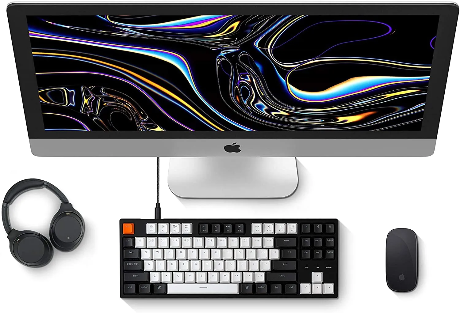 Keychron C1 Mac Layout Wired Mechanical Keyboard, Gateron Brown Switch, Tenkeyless 87 Keys ABS keycaps Computer Keyboard for Windows PC Laptop, White Backlight, Type-C Cable (C1A3)