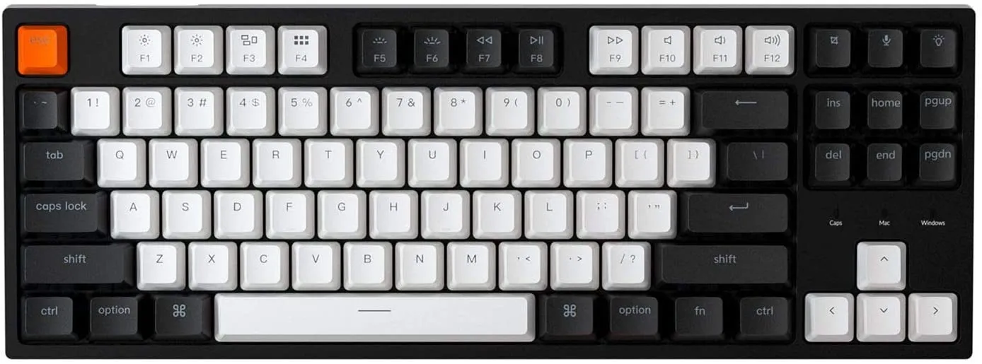 Keychron C1 RGB Wired Mechanical Gaming Keyboard for Mac Layout, Tenkeyless 87 Keys Gateron (Red Switch) (C1B1)