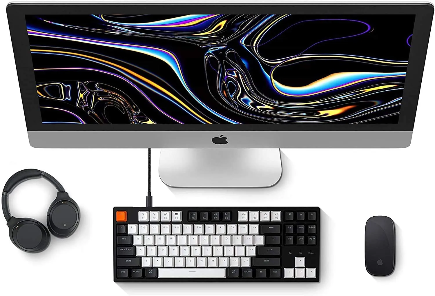 Keychron C1 RGB Wired Mechanical Gaming Keyboard for Mac Layout, Tenkeyless 87 Keys Gateron (Red Switch) (C1B1)