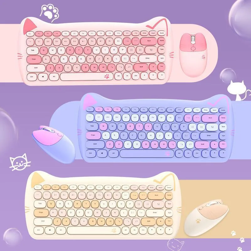 Kitty Kat Wireless Keyboard and Mouse Set