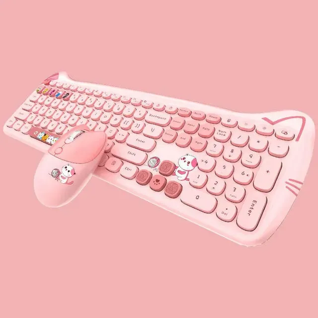 Kitty Kat Wireless Keyboard and Mouse Set