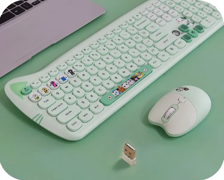 Kitty Kat Wireless Keyboard and Mouse Set