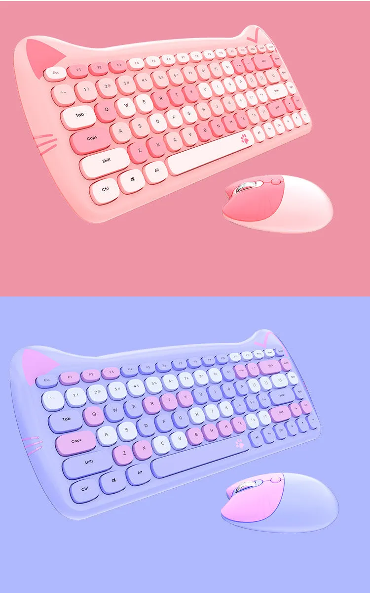 Kitty Kat Wireless Keyboard and Mouse Set