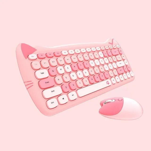 Kitty Kat Wireless Keyboard and Mouse Set