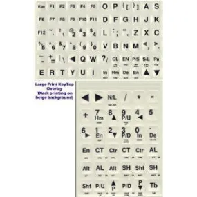 Large Print Black Letters on White / Off-White Background Keyboard Stickers Labels Stick-On for LowLight or Weak Vision