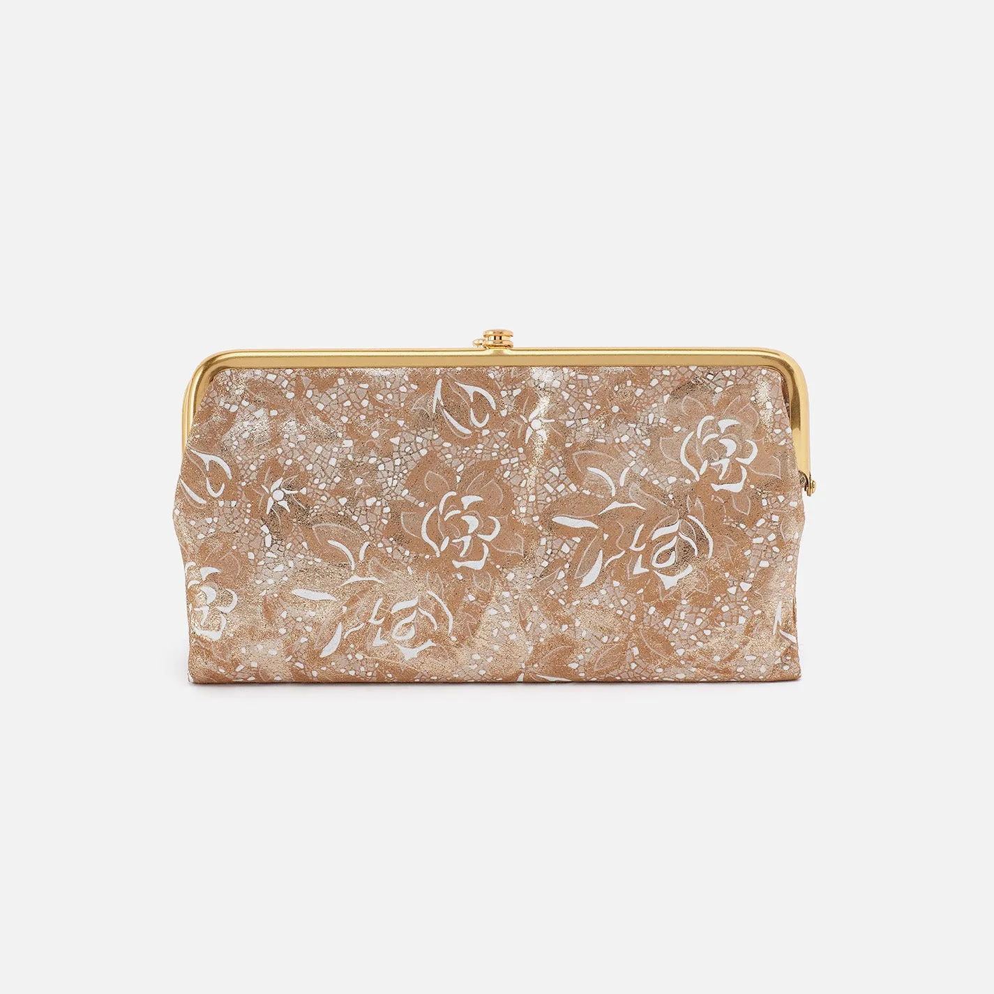 Lauren Clutch-Wallet In Printed Leather - Gilded Petals