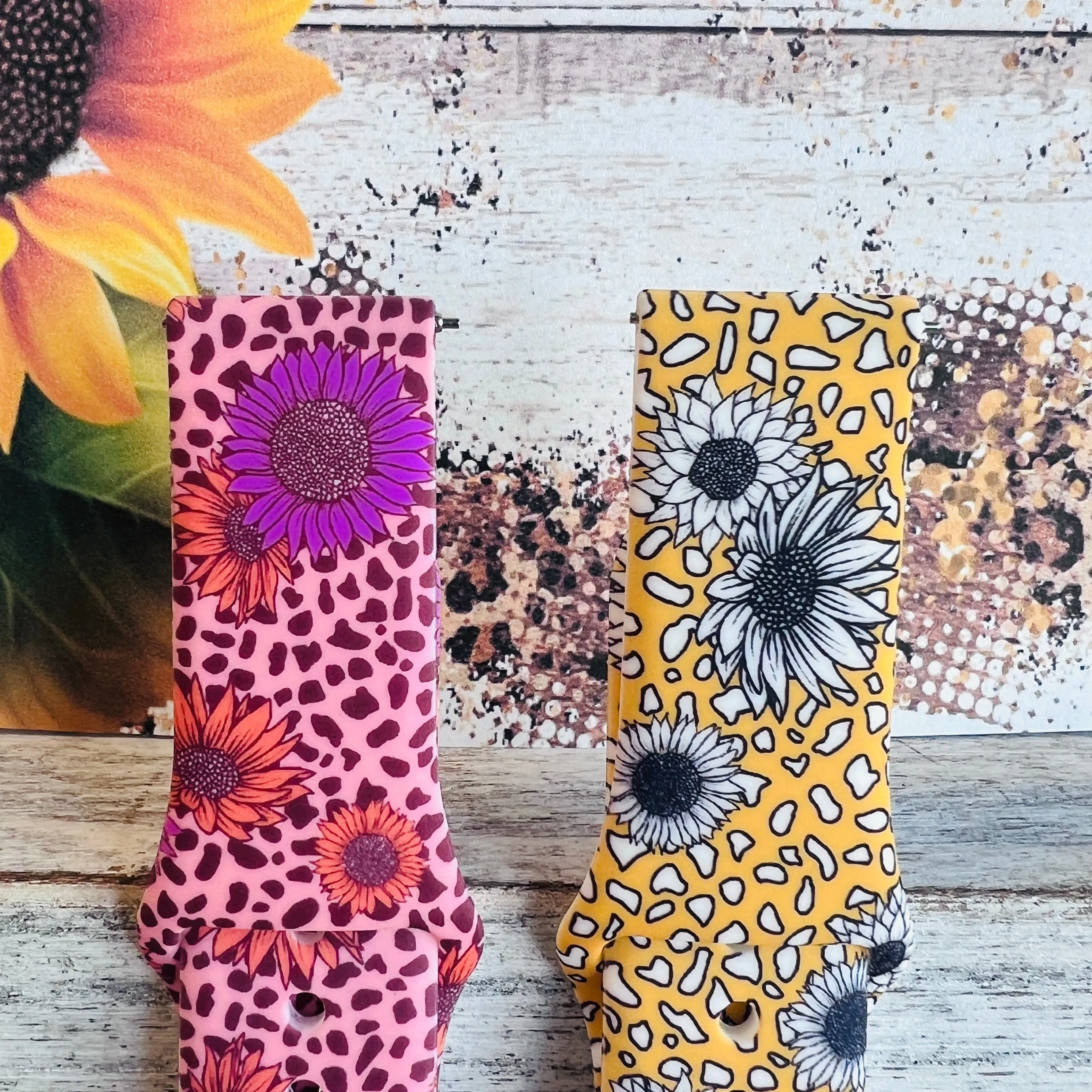 Leopard Sunflower Print Silicone Band For Samsung Watch (Two Colors Available)