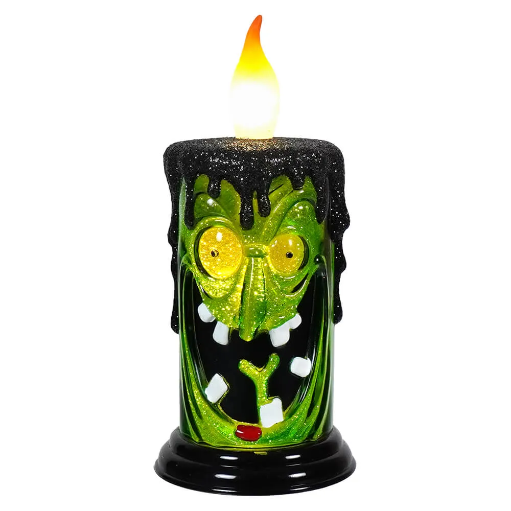 Lighted LED Halloween Green Ghoul Monster Candle