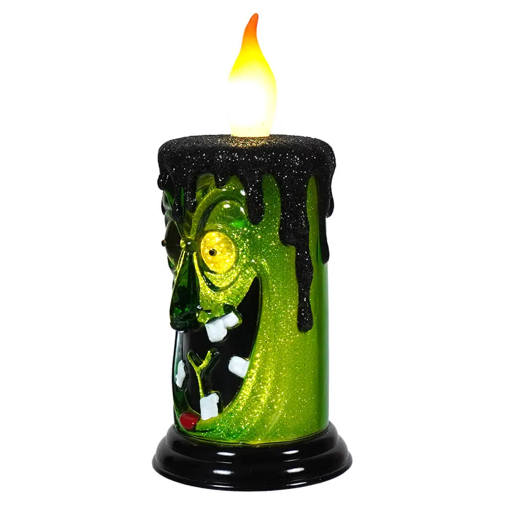 Lighted LED Halloween Green Ghoul Monster Candle