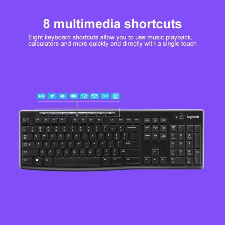 Logitech MK270 Wireless Combo: Full-Sized Keyboard & Compact Mouse Set