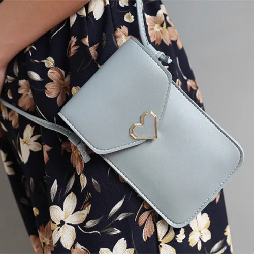 Love Buckle Mobile Phone Bags For Women Transparent Touch Screen Wallet Crossbody Shouder Bags