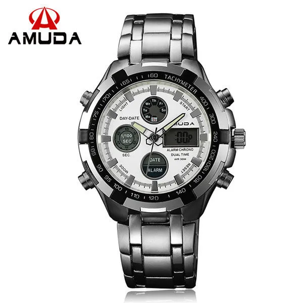 Luxury Brand Fashion Digital Casual Watch Men Silver Mens Quartz Watch Military Army Male Wrist Watches