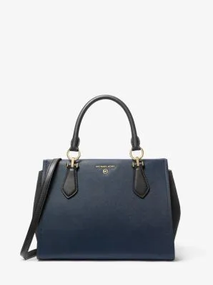 Marilyn Medium Two-Tone Saffiano Leather Satchel