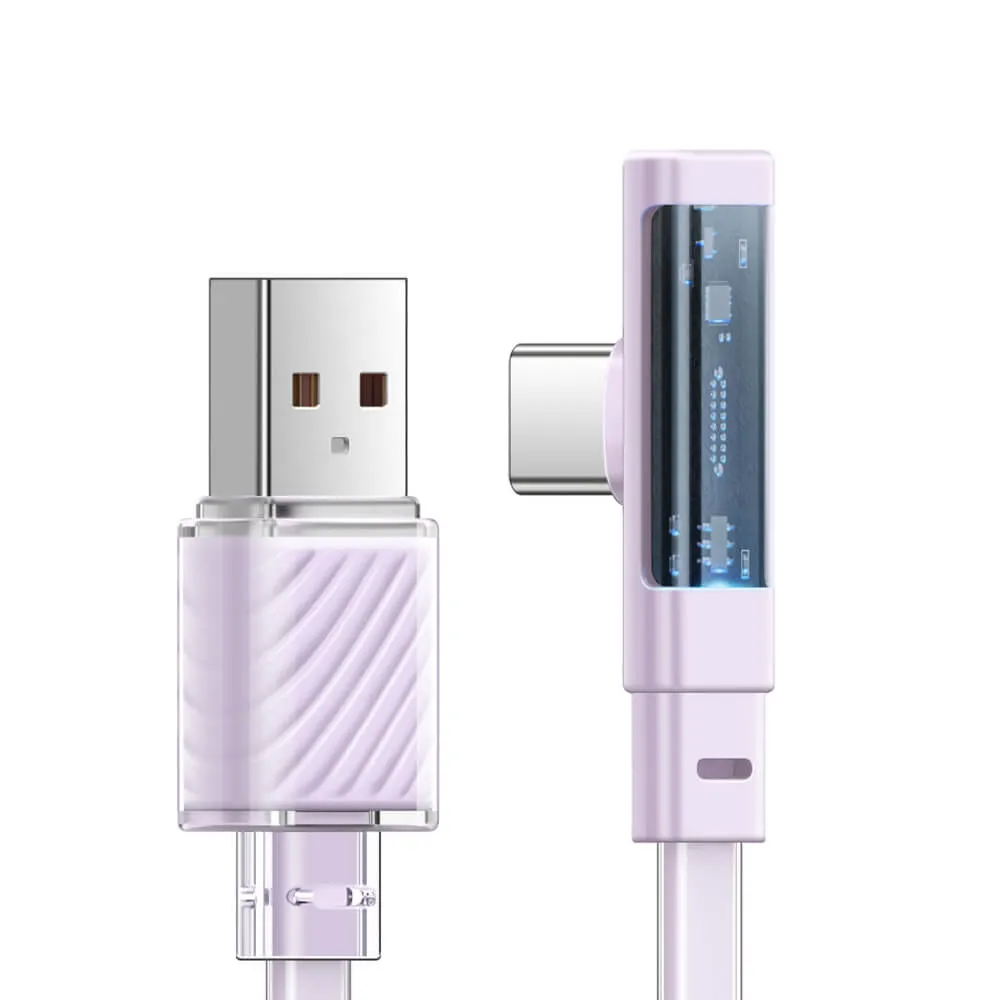 Mcdodo Dichromatic 6A USB-C Super Charge 90 Degree Data Cable with LED (1.2/1.8M)