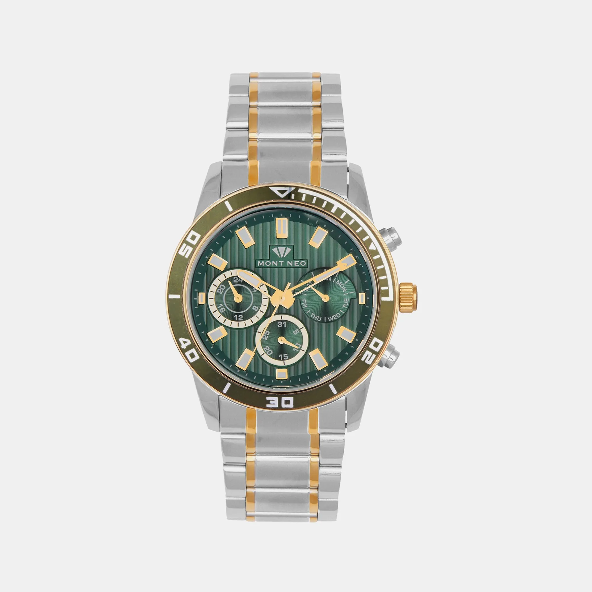 Men Green Chronograph Stainless Steel Watch 1036C-M11014