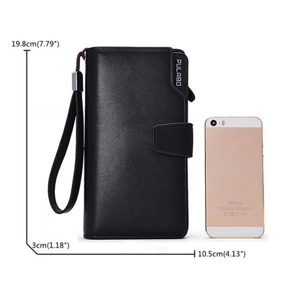 Men Leather Business Long Wallet Credit Card Organizer with 21 Slots Phone Bag