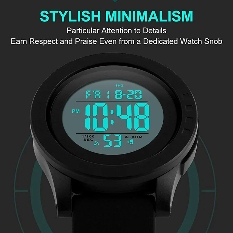 Men's Waterproof Digital LED Sports Wristwatch