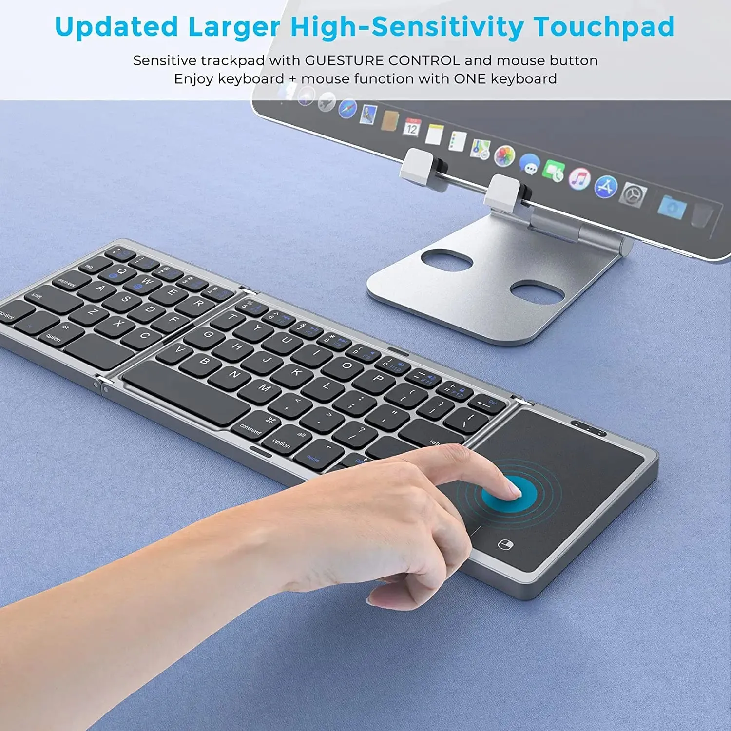 Mini Foldable Wireless Bluetooth Keyboard with Large Touchpad