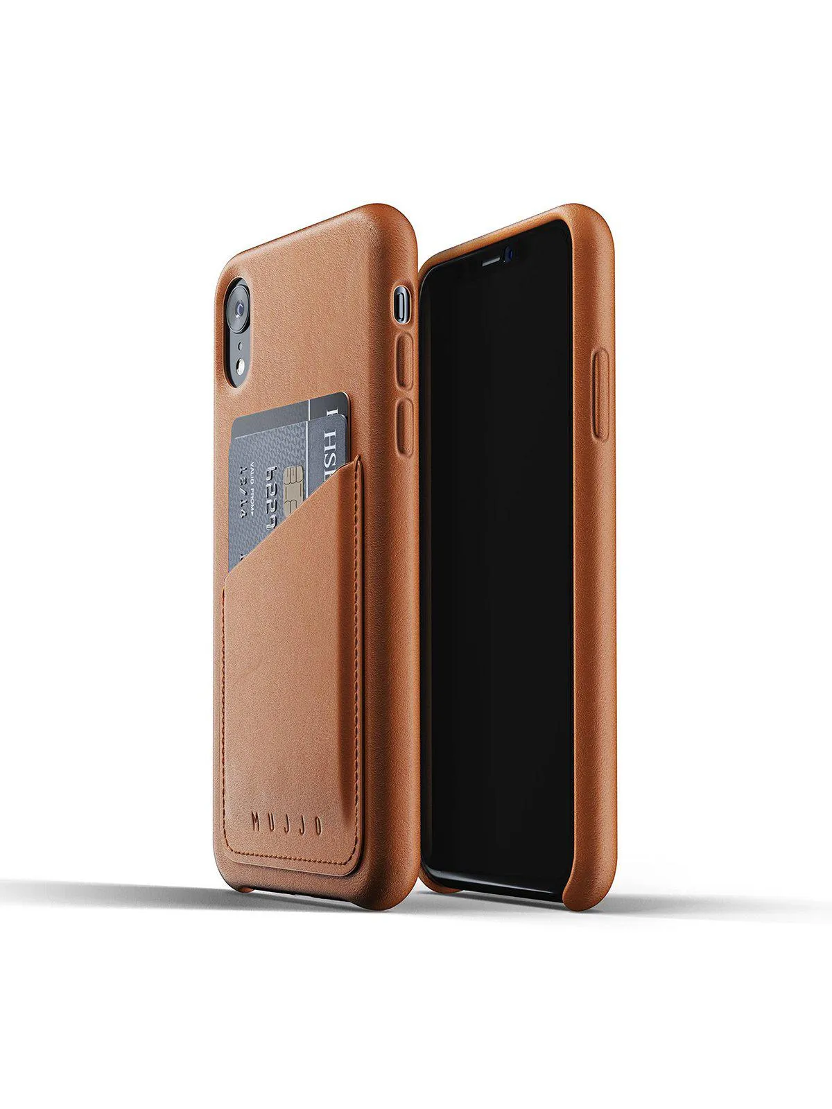 Mujjo Full Leather Wallet Case for iPhone XR Tan