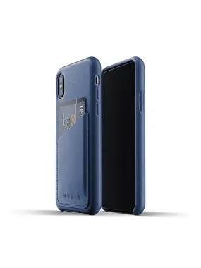 Mujjo Full Leather Wallet Case for iPhone XS Monaco Blue