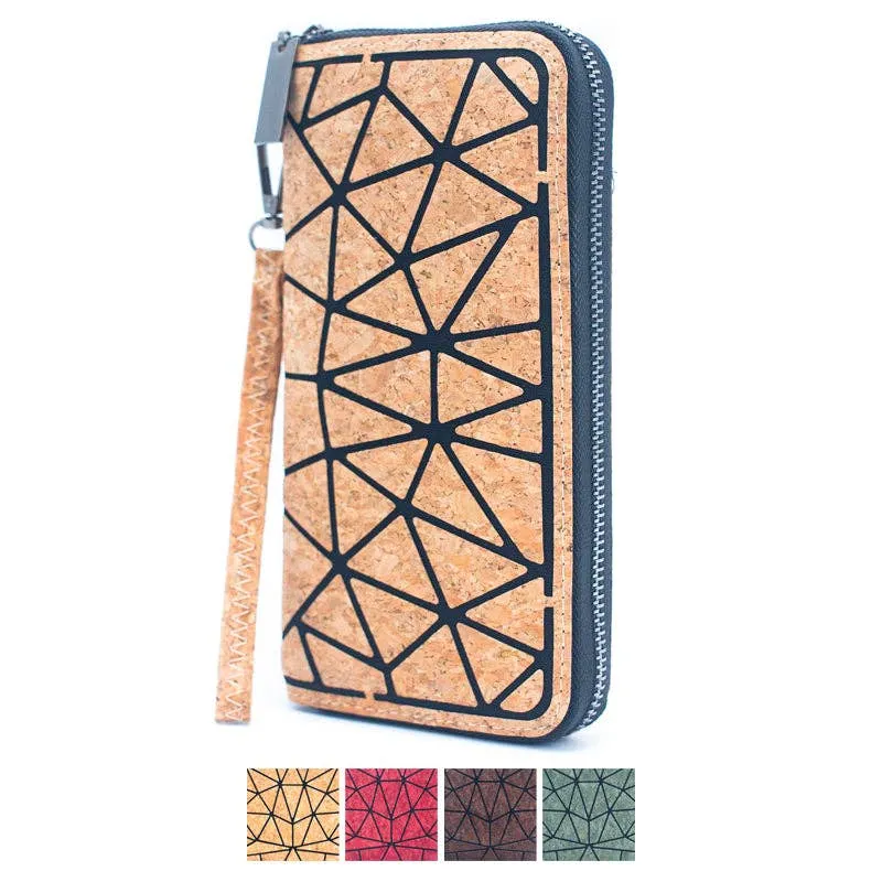 Multiple colour Geometric Cork Zipper Wallet BAG-2024