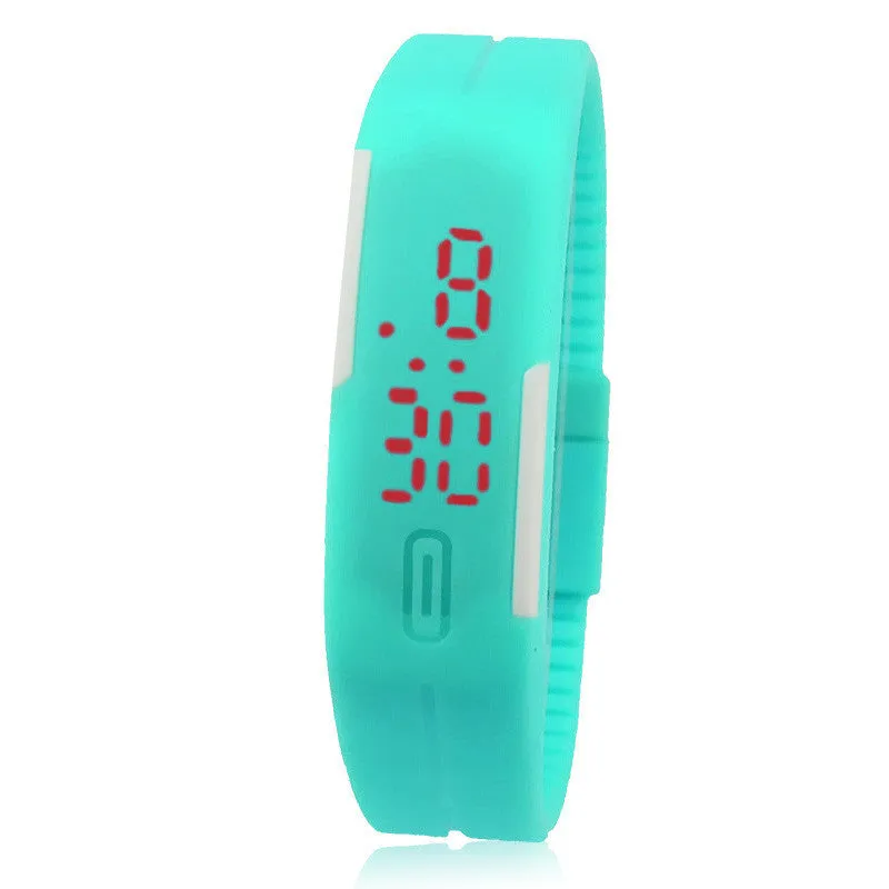 New Ultra Thin watches width 55 Sports Silicone Digital LED Sports Wrist Watch 7 colors