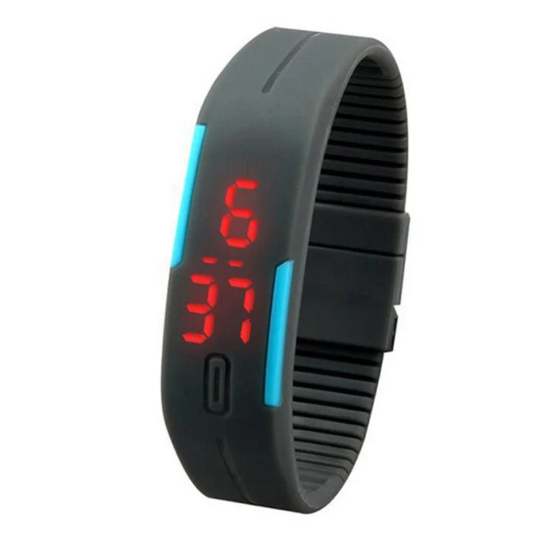 New Ultra Thin watches width 55 Sports Silicone Digital LED Sports Wrist Watch 7 colors